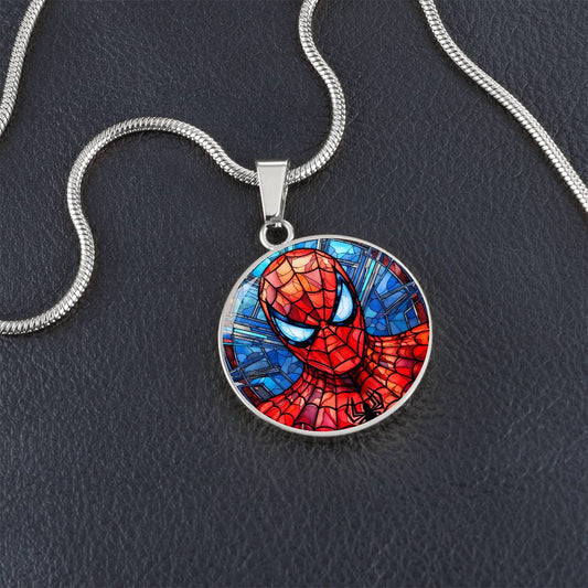 Spiderman Faux Sained Glass Necklace