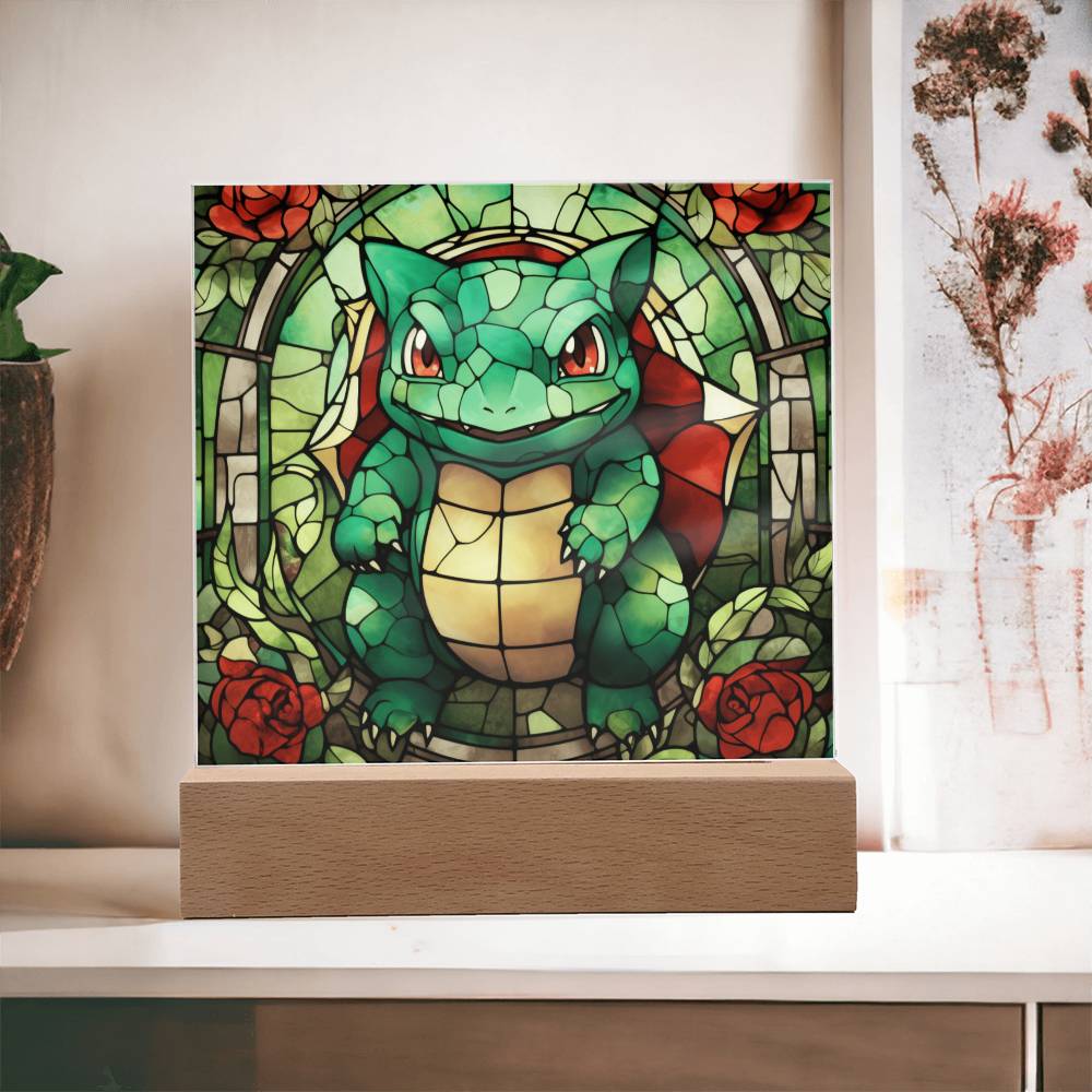 Bulbasaur Faux Stained Glass Acrylic Plaque Sqaure