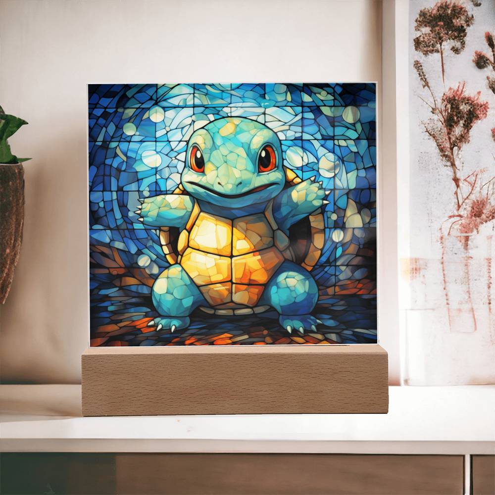 Squirtle Faux Stained Glass Acrylic Plaque Sqaure