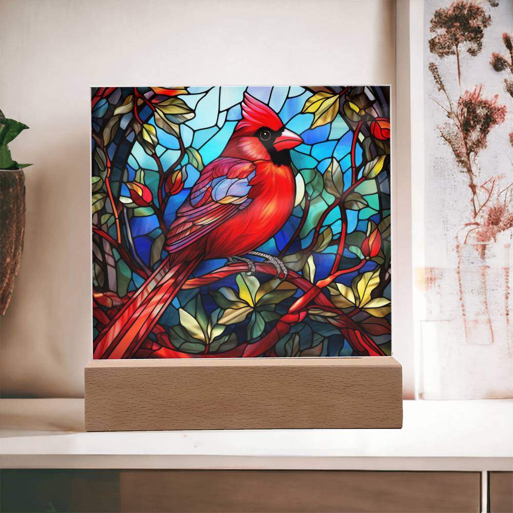 Cardinal Stained Glass Sqaure Acrylic 4