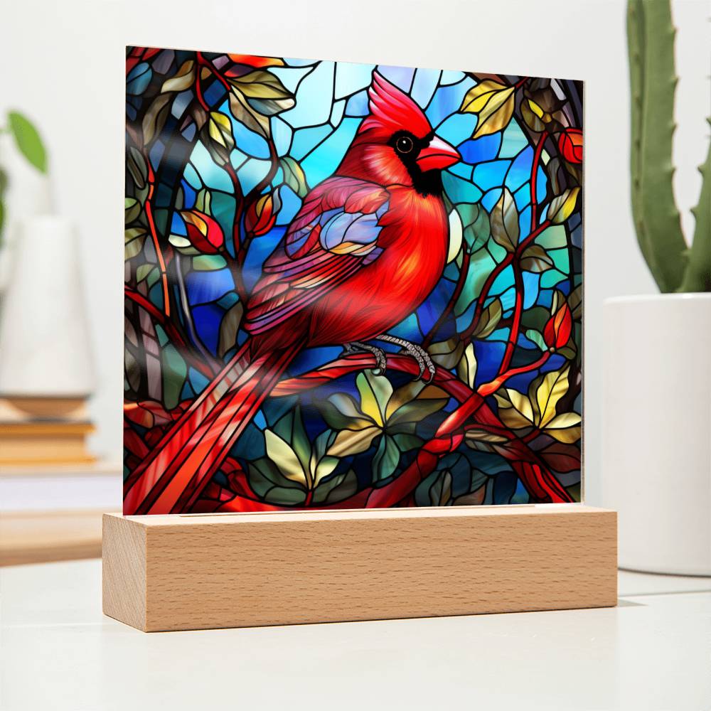 Cardinal Stained Glass Sqaure Acrylic 4