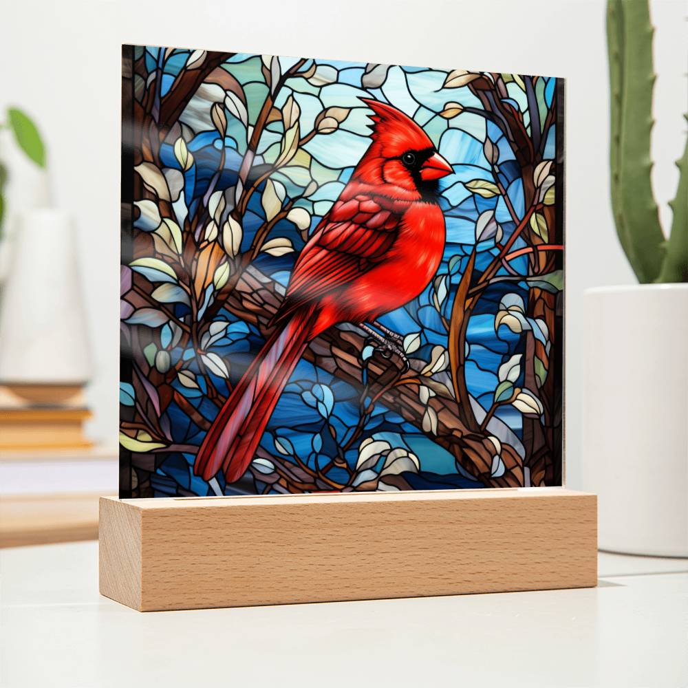 Cardinal Stained Glass Sqaure Acrylic 3