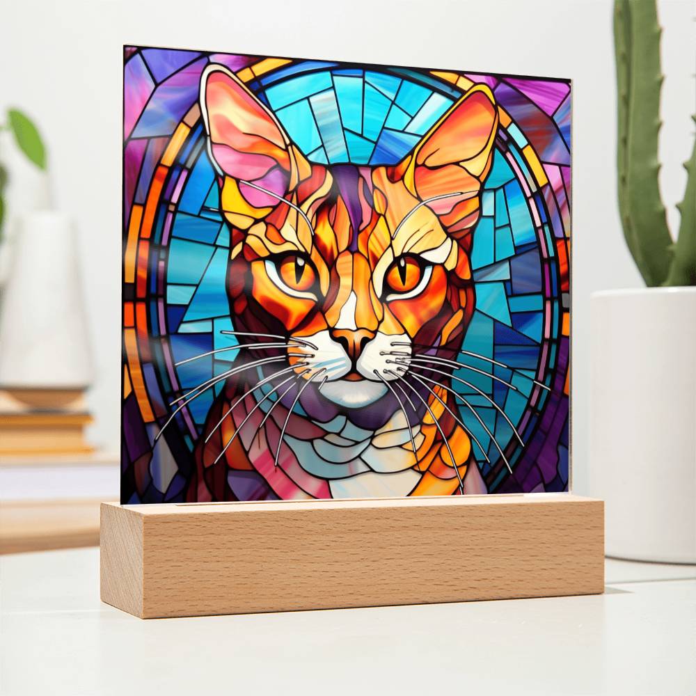 Cat Stained Glass Sqaure Acrylic 3