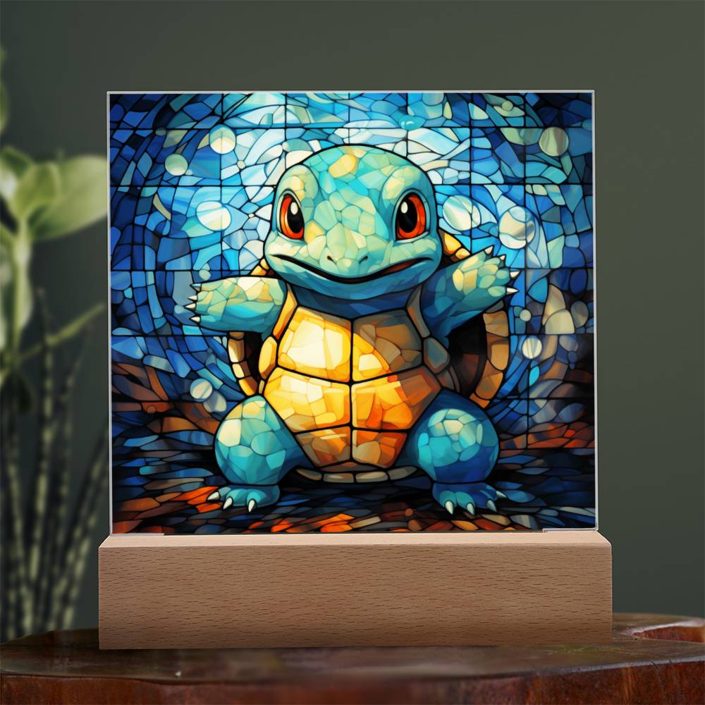 Squirtle Faux Stained Glass Acrylic Plaque Sqaure