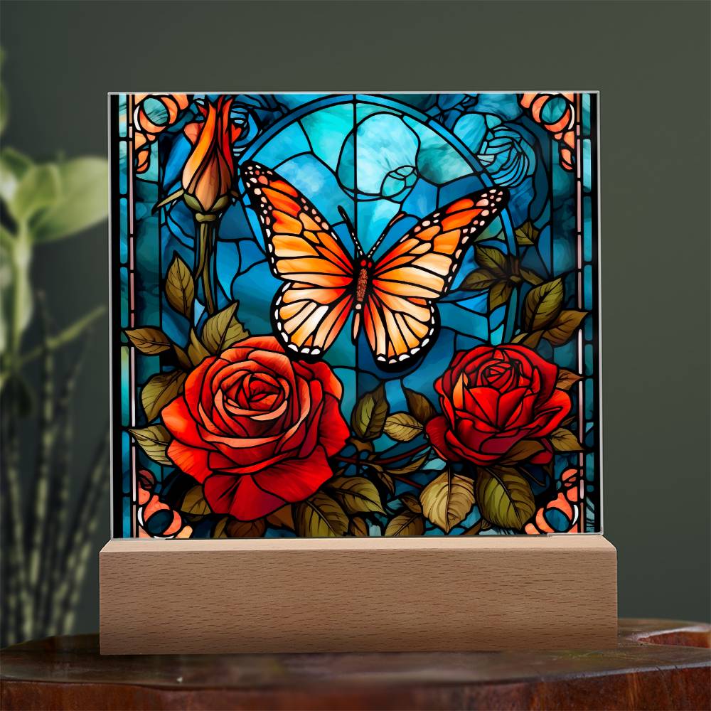 Butterfly Stained Glass Sqaure Acrylic 1