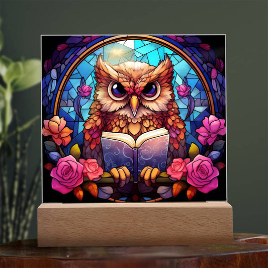 Owl Stained Glass Sqaure Acrylic 2