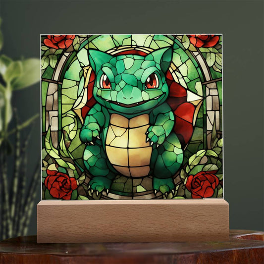 Bulbasaur Faux Stained Glass Acrylic Plaque Sqaure