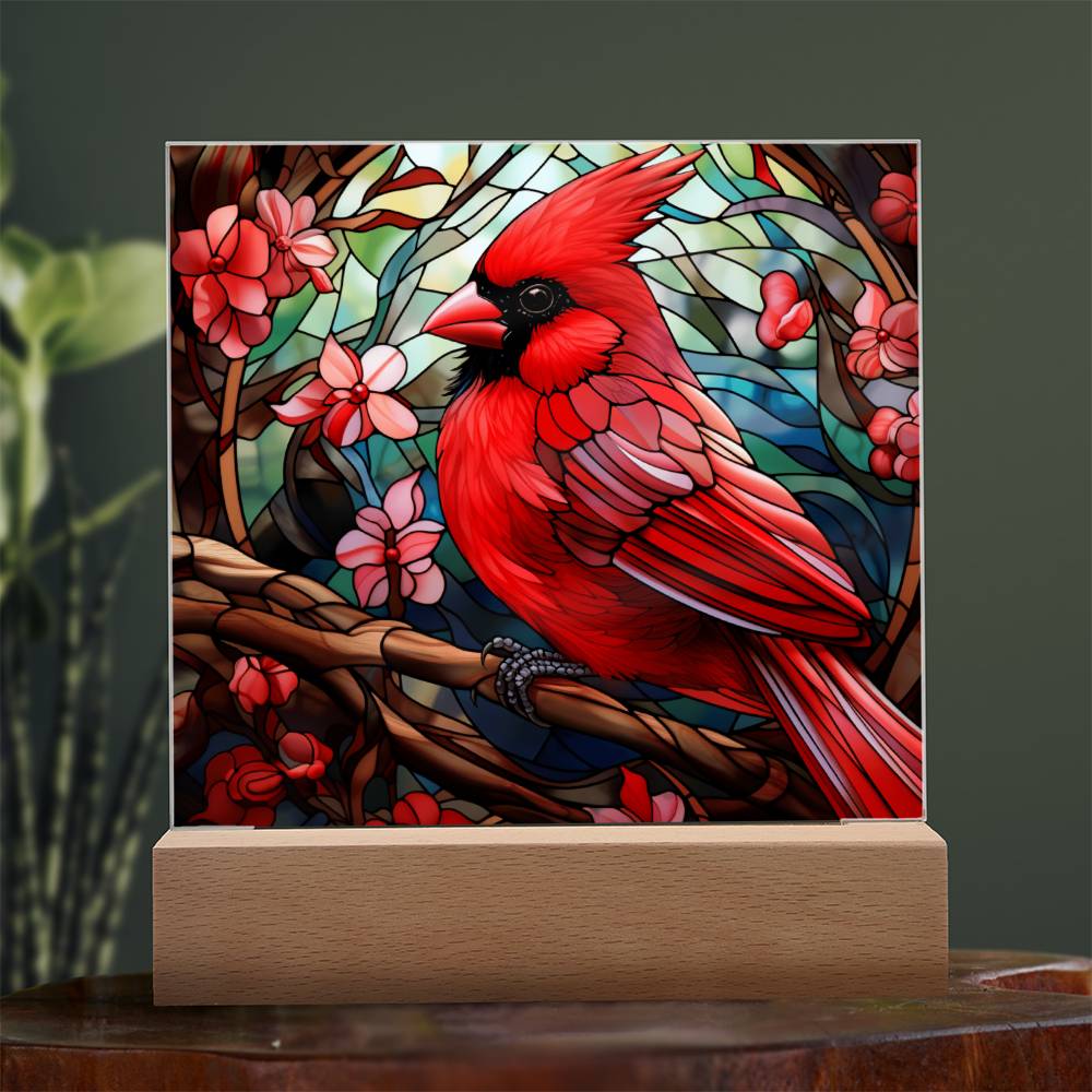 Cardinal Stained Glass Sqaure Acrylic 1