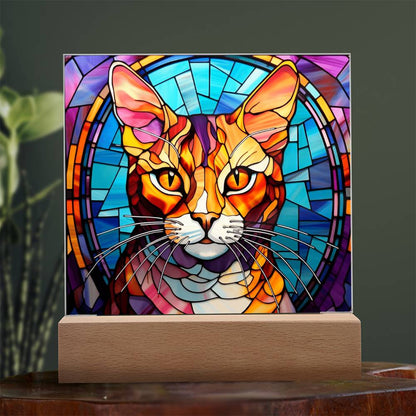 Cat Stained Glass Sqaure Acrylic 3