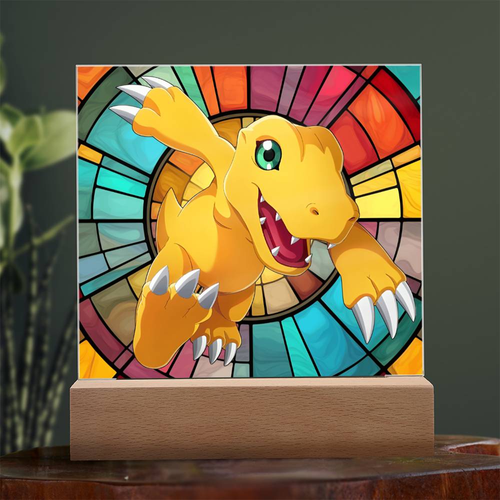 Agumon Stained Glass Acrylic Plaque - Perfect Digimon Gift for Fans