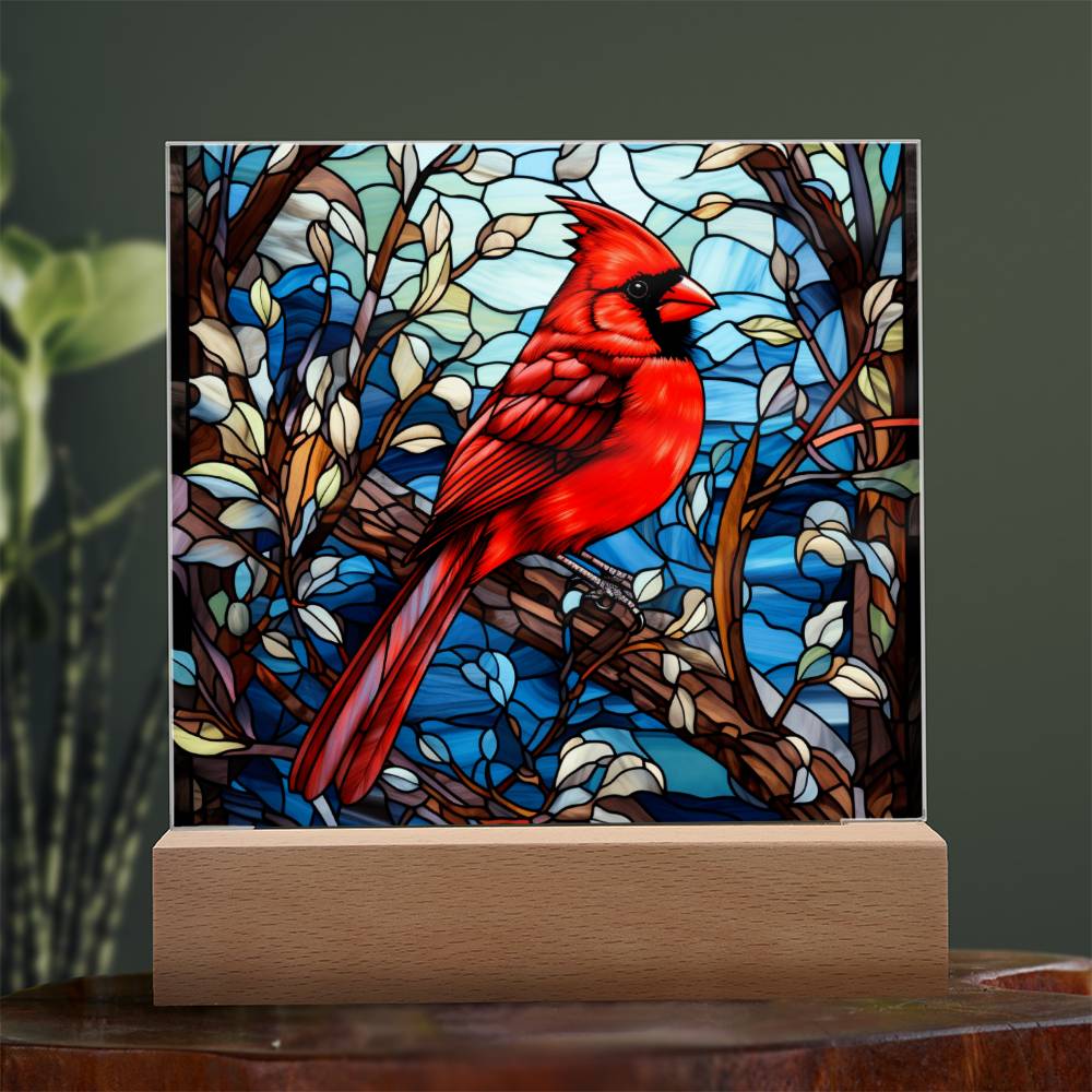 Cardinal Stained Glass Sqaure Acrylic 3