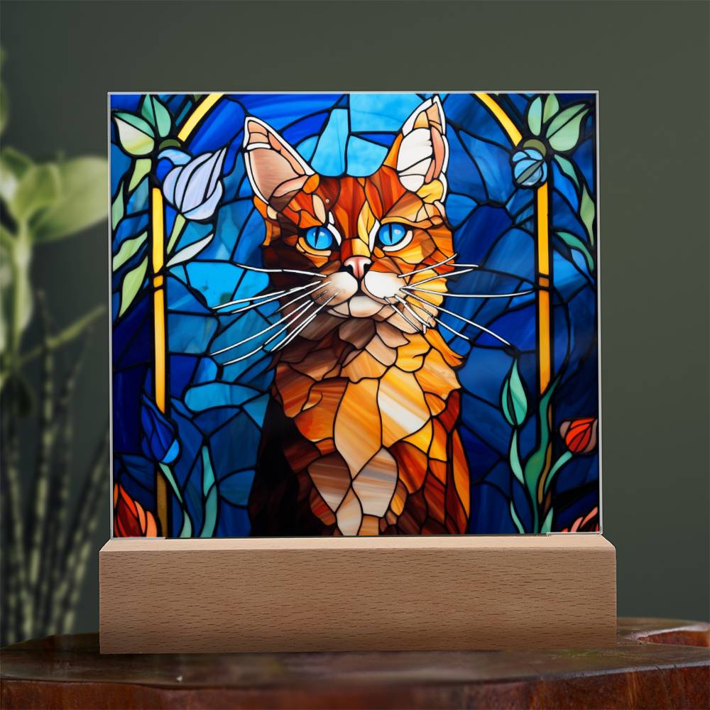 Cat Stained Glass Sqaure Acrylic 2