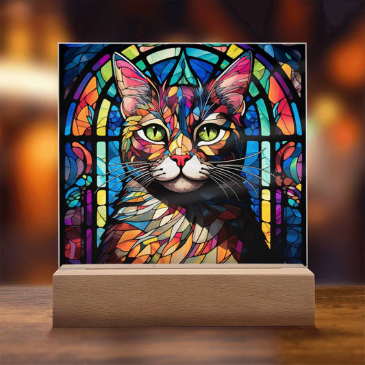 Cat Stained Glass Sqaure Acrylic 4