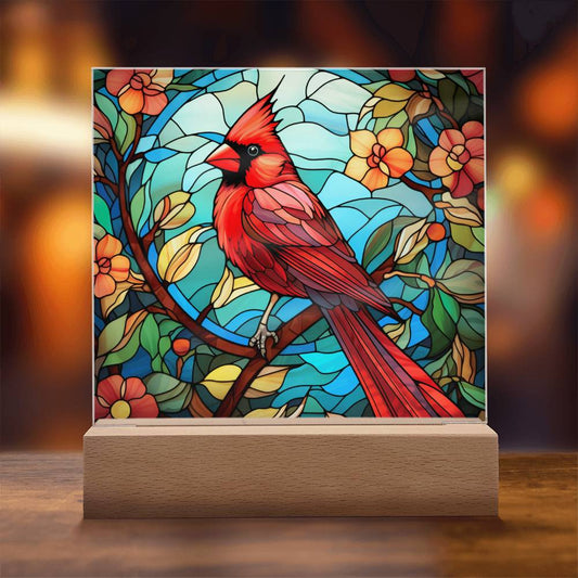 Cardinal Stained Glass Sqaure Acrylic 2