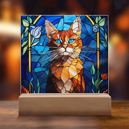 Cat Stained Glass Sqaure Acrylic 2