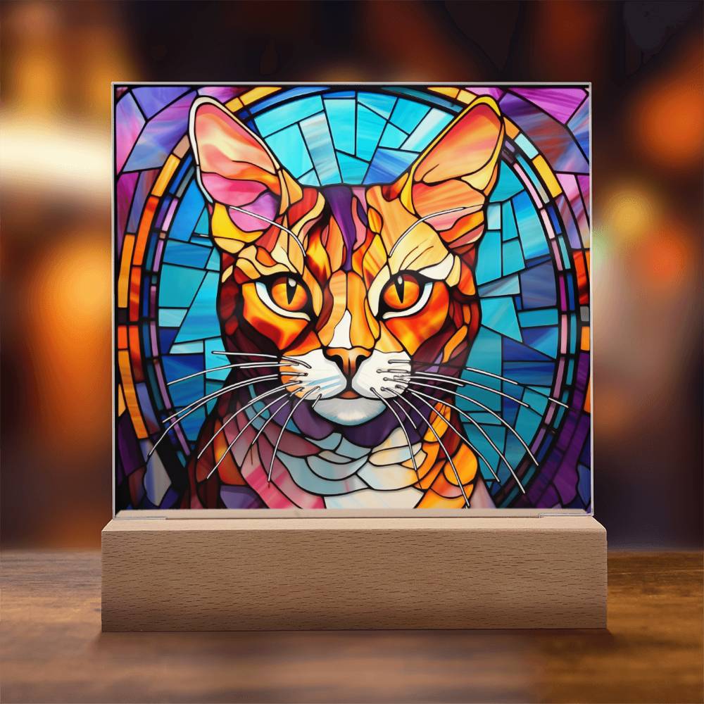 Cat Stained Glass Sqaure Acrylic 3