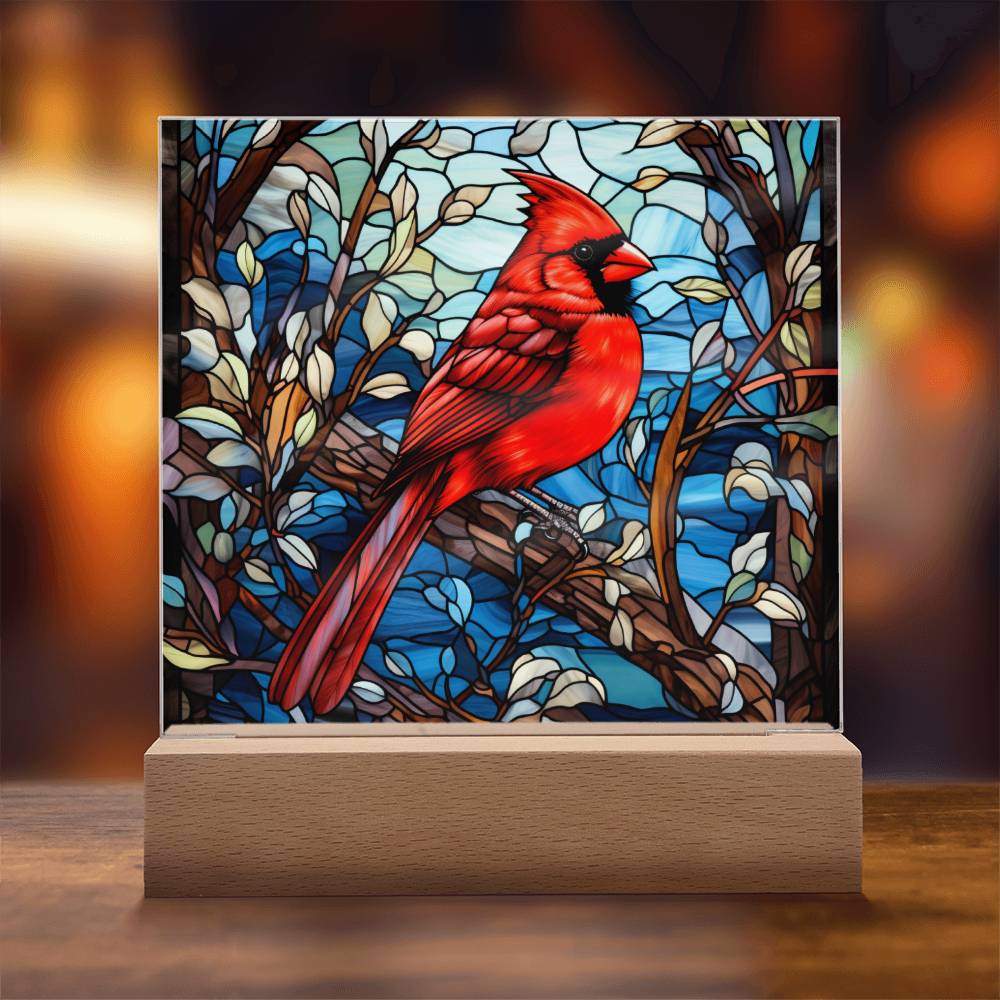 Cardinal Stained Glass Sqaure Acrylic 3