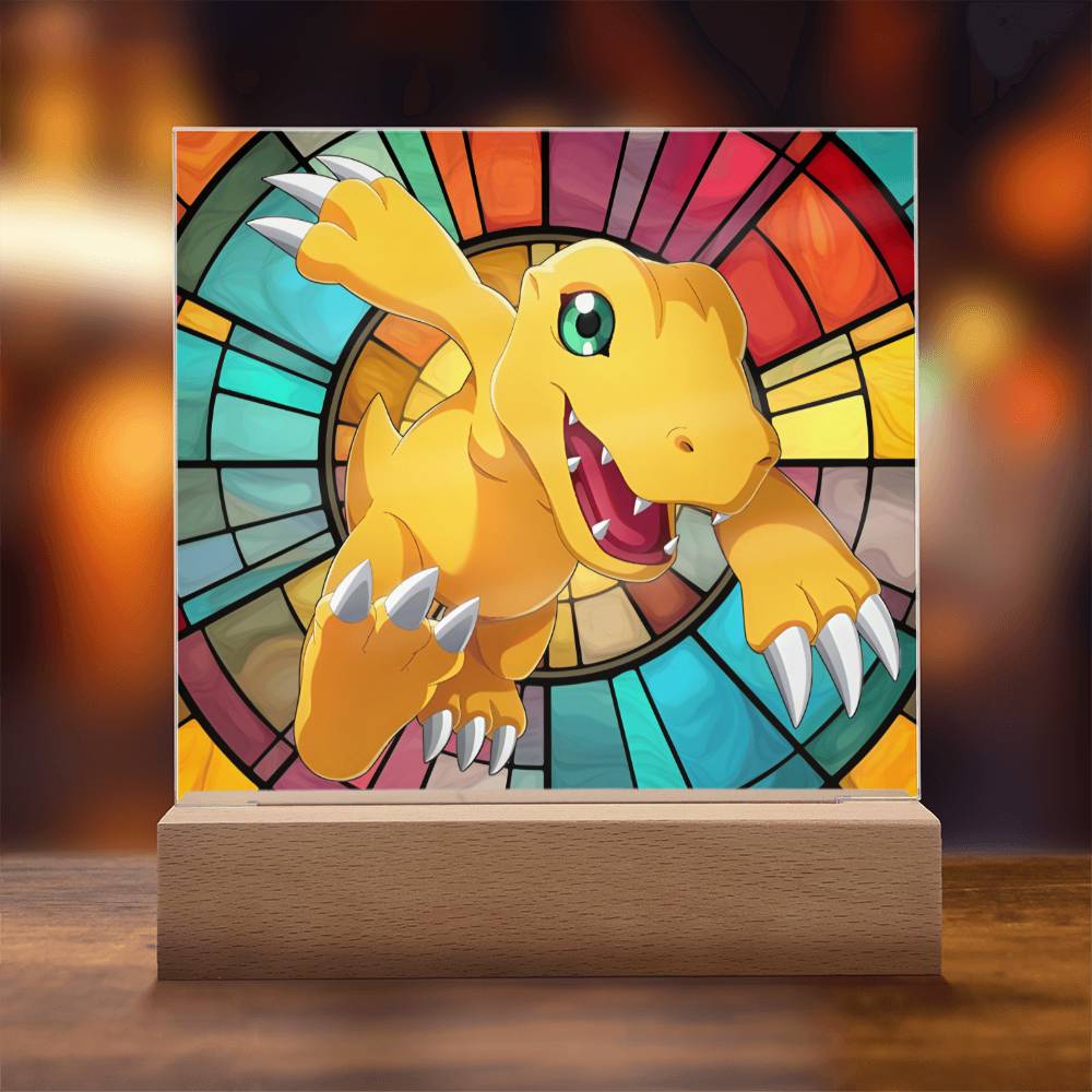 Agumon Stained Glass Acrylic Plaque - Perfect Digimon Gift for Fans