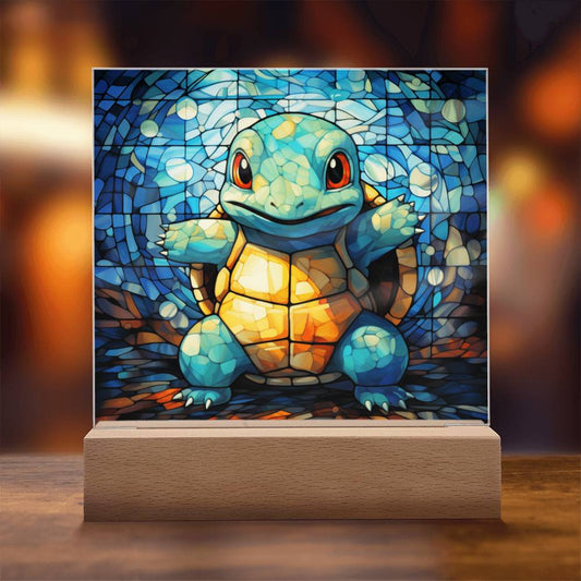 Squirtle Faux Stained Glass Acrylic Plaque Sqaure