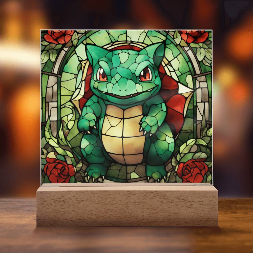 Bulbasaur Faux Stained Glass Acrylic Plaque Sqaure