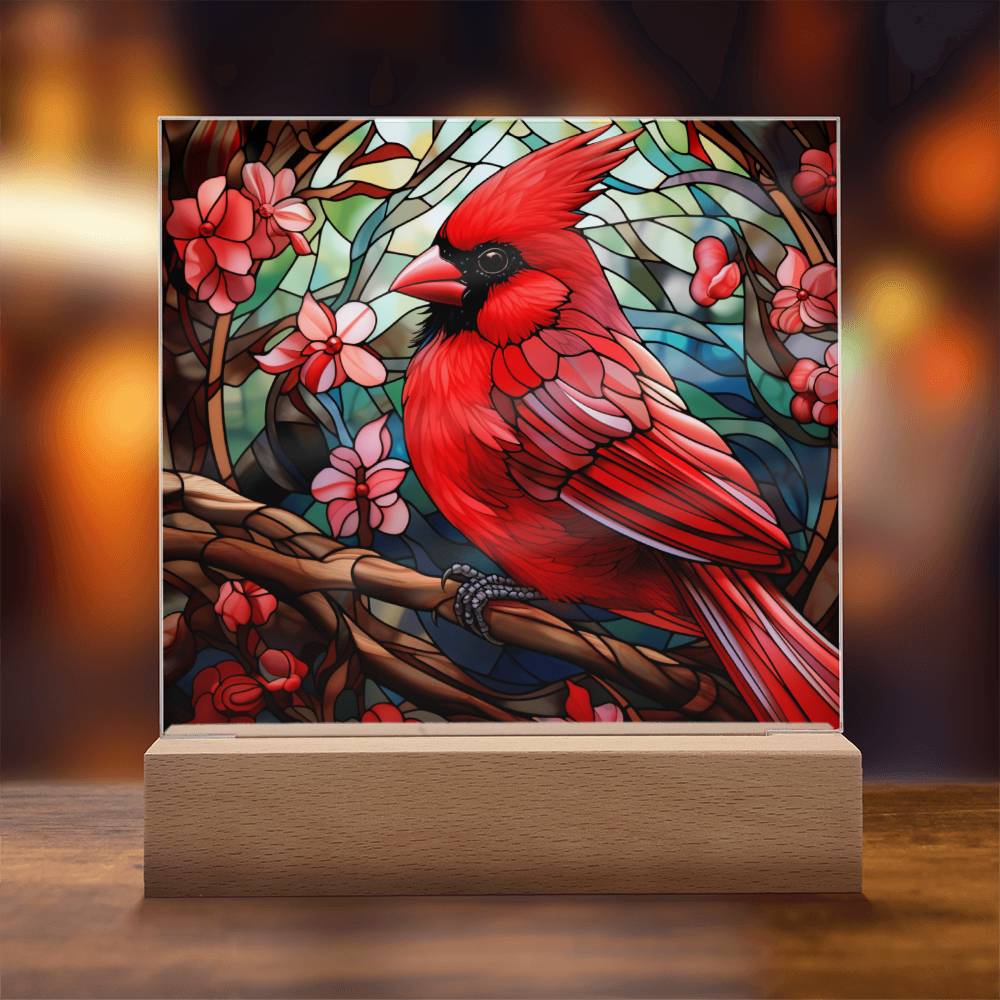 Cardinal Stained Glass Sqaure Acrylic 1