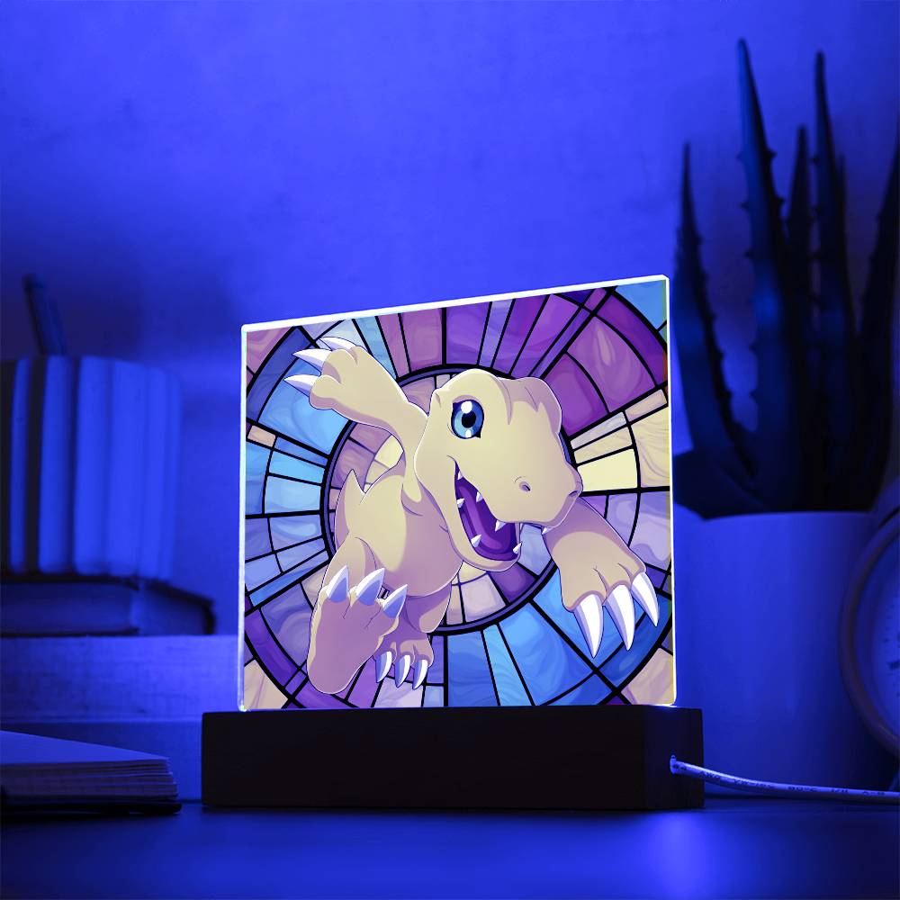 Agumon Stained Glass Acrylic Plaque - Perfect Digimon Gift for Fans