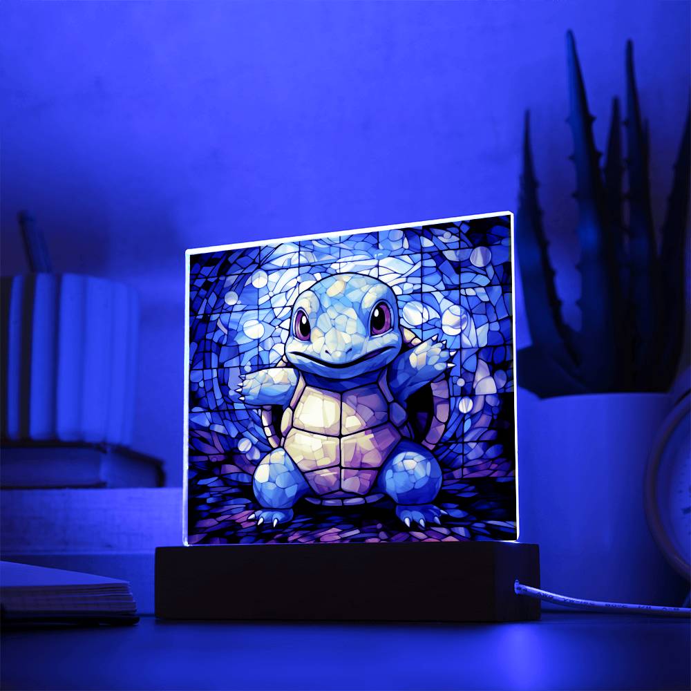 Squirtle Faux Stained Glass Acrylic Plaque Sqaure