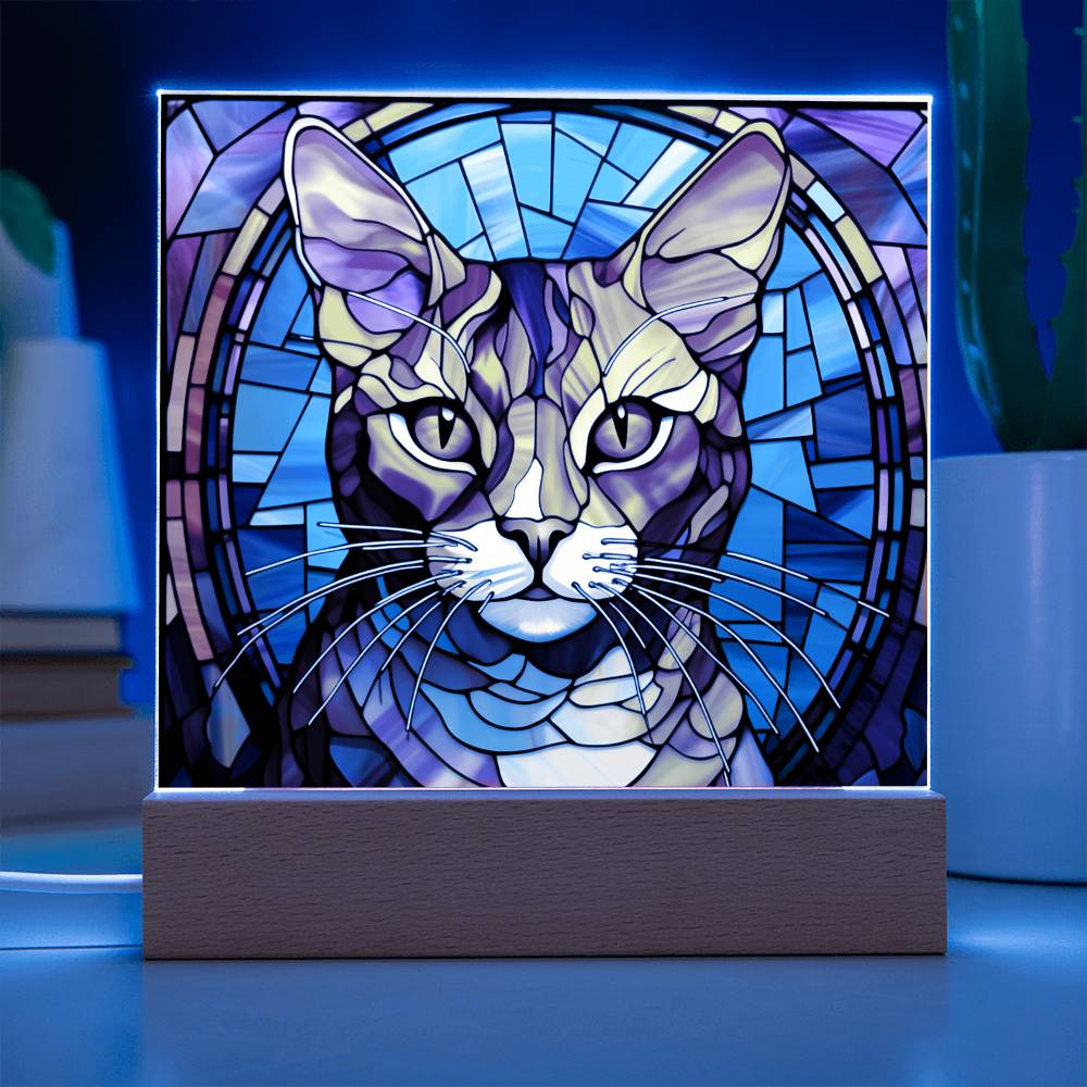 Cat Stained Glass Sqaure Acrylic 3