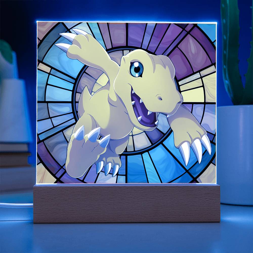 Agumon Stained Glass Acrylic Plaque - Perfect Digimon Gift for Fans