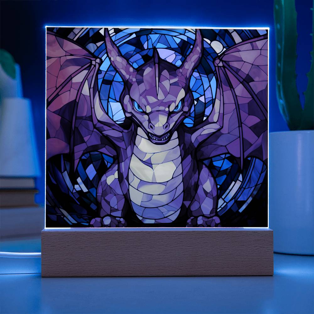 Charizard Faux Stained Glass Acrylic Plaque Sqaure