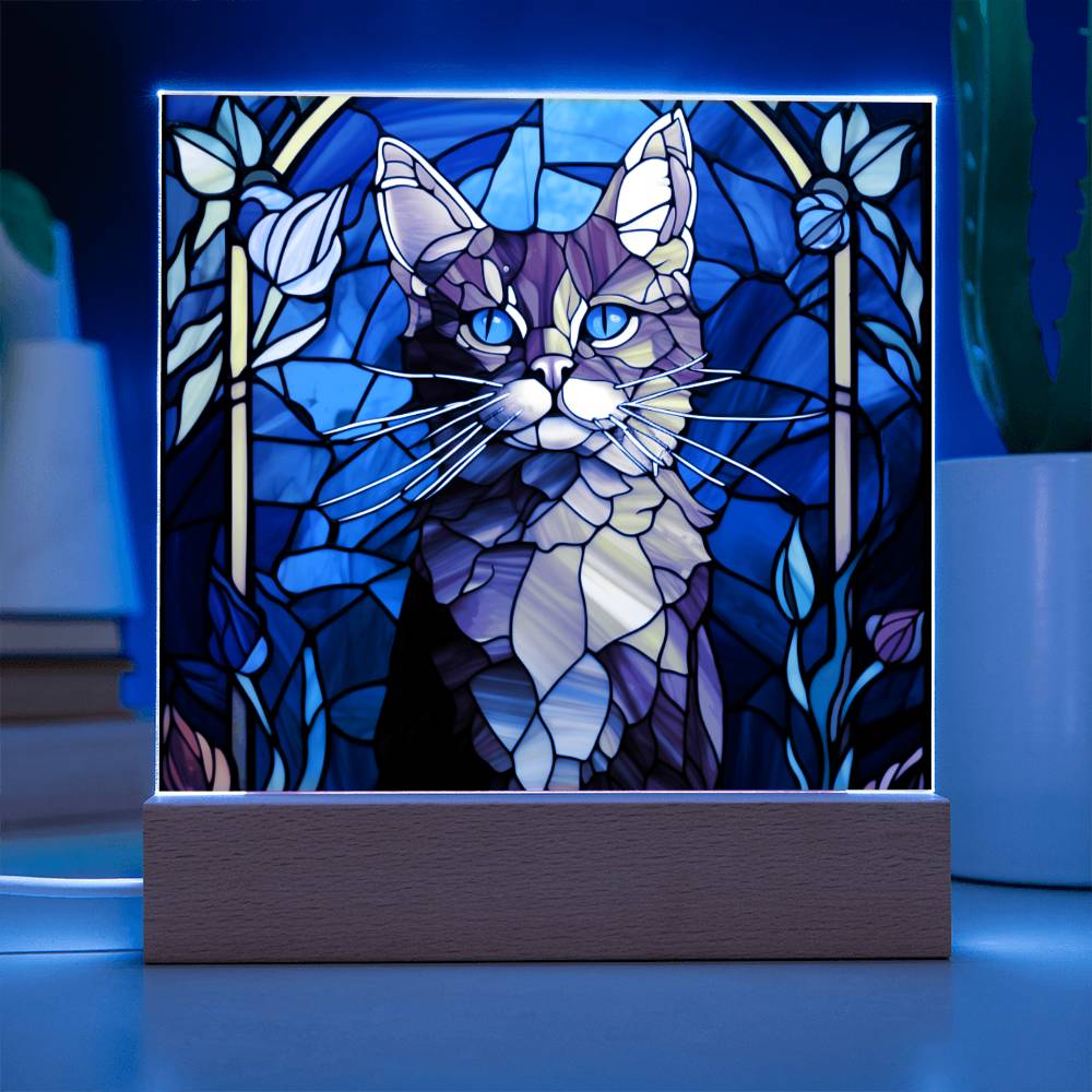 Cat Stained Glass Sqaure Acrylic 2