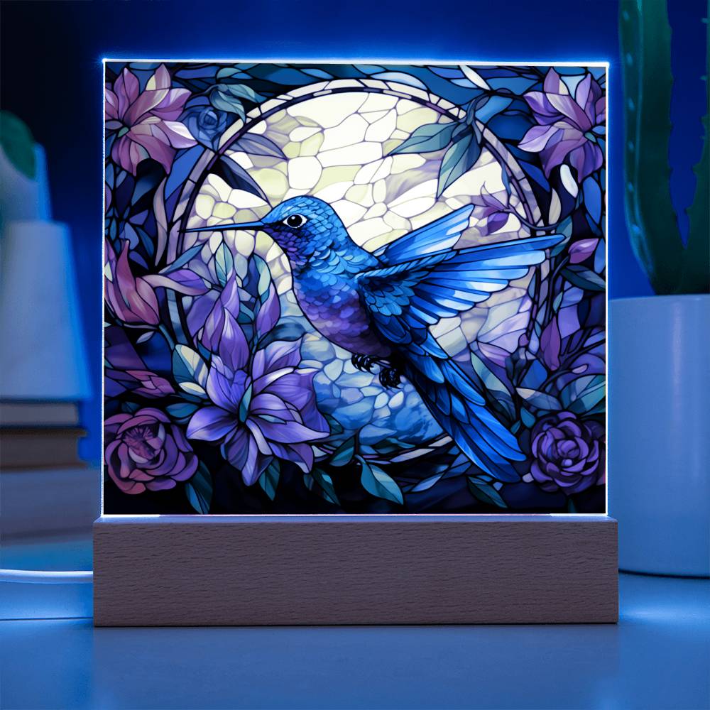 Hummingbird Stained Glass Sqaure Acrylic 2