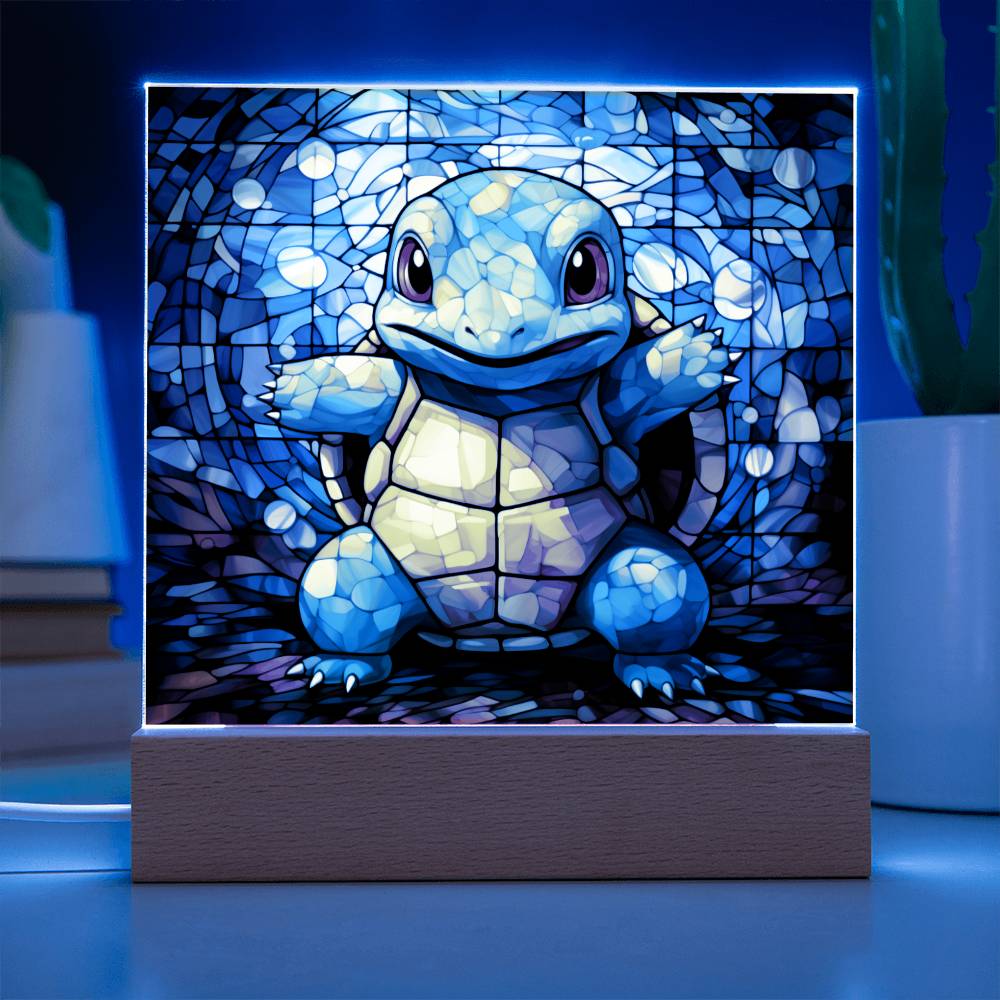 Squirtle Faux Stained Glass Acrylic Plaque Sqaure