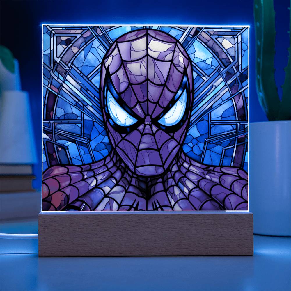 Spiderman Faux Stained Glass Acrylic Plaque Sqaure