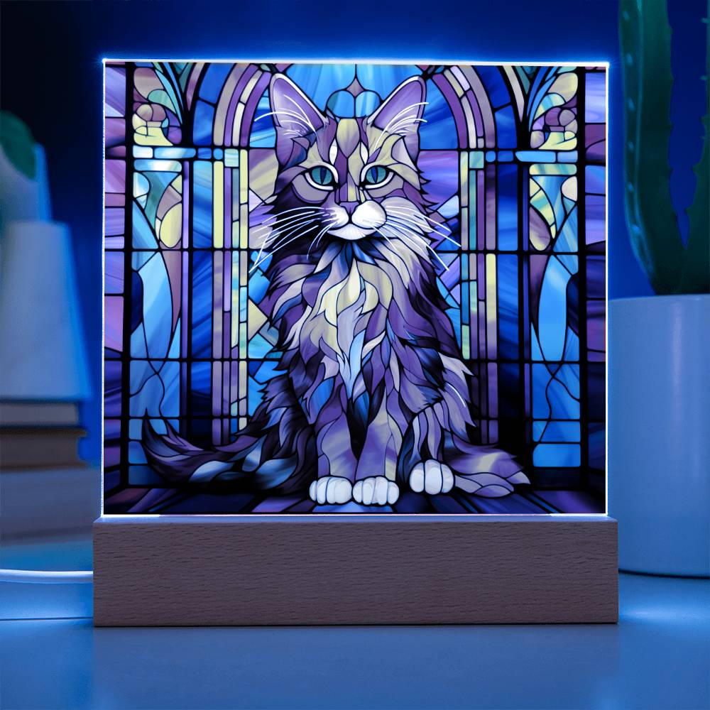 Cat Stained Glass Sqaure Acrylic 1