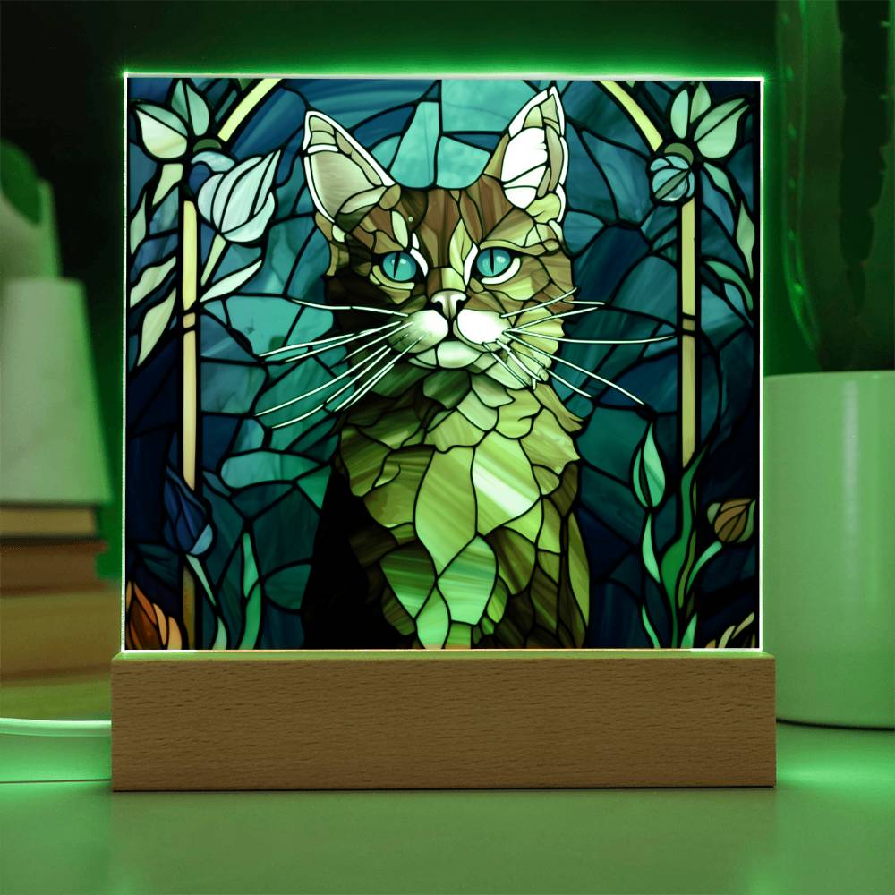 Cat Stained Glass Sqaure Acrylic 2