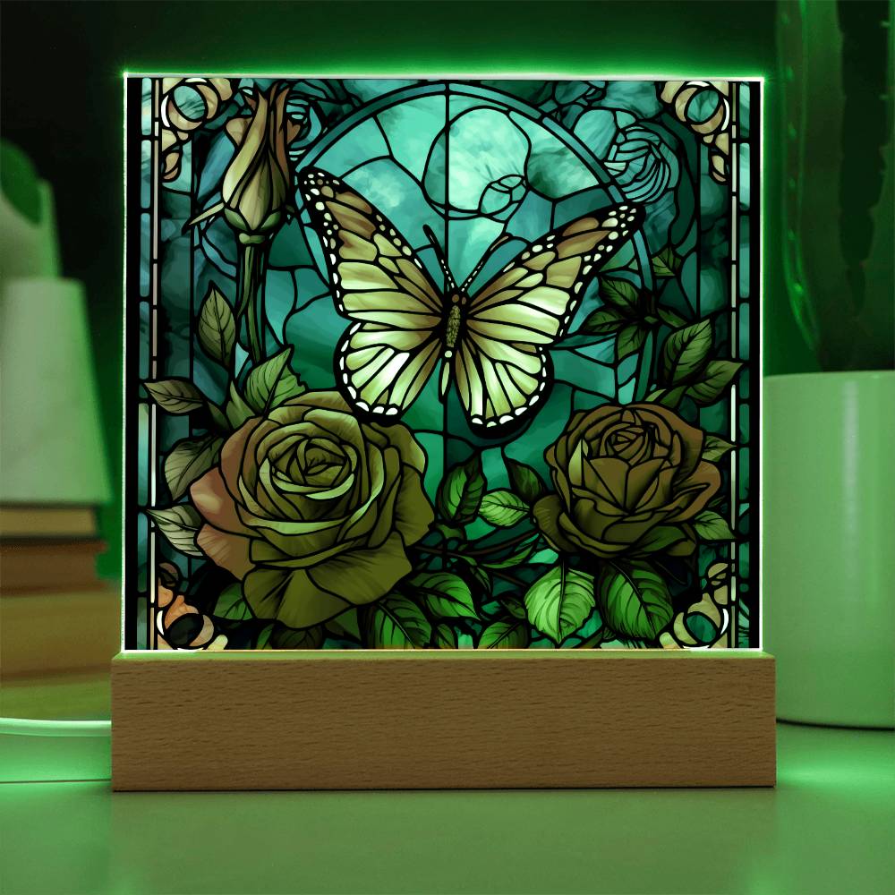 Butterfly Stained Glass Sqaure Acrylic 1