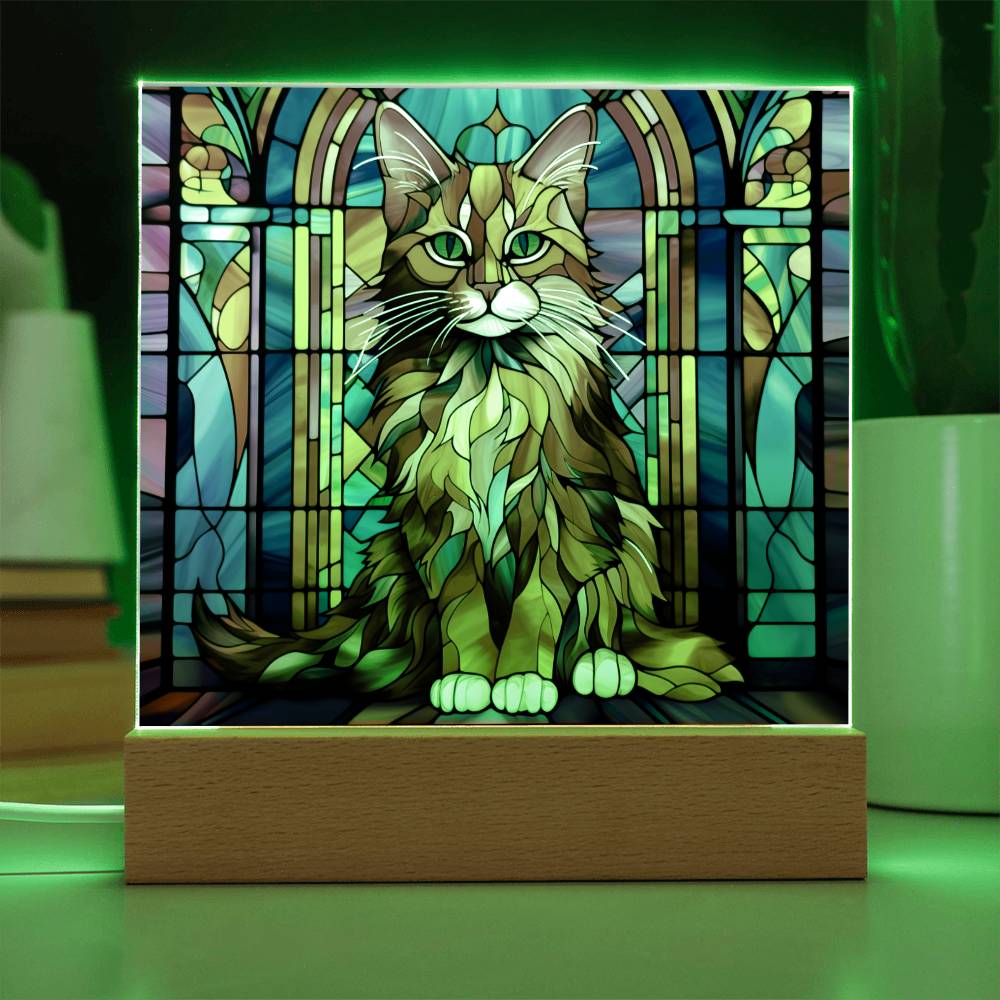 Cat Stained Glass Sqaure Acrylic 1