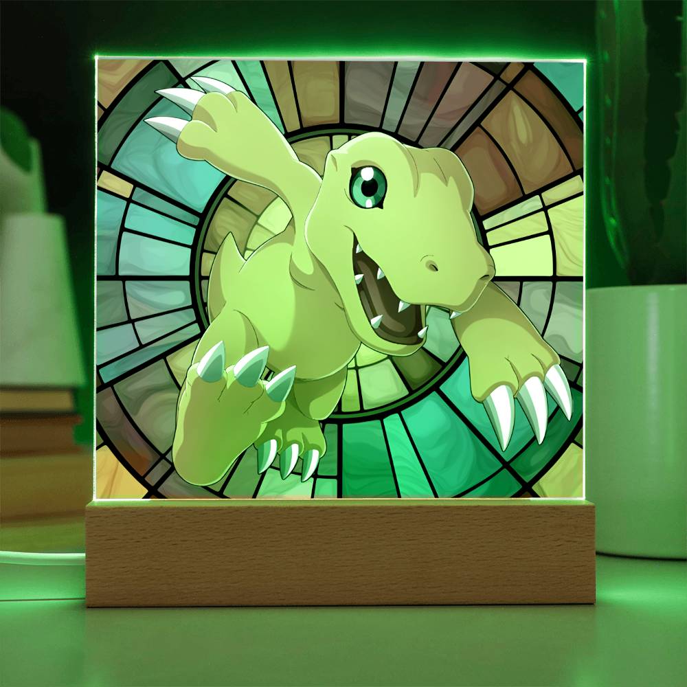 Agumon Stained Glass Acrylic Plaque - Perfect Digimon Gift for Fans