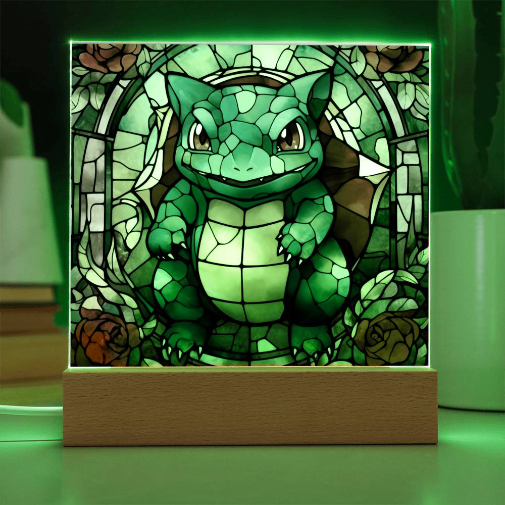 Bulbasaur Faux Stained Glass Acrylic Plaque Sqaure