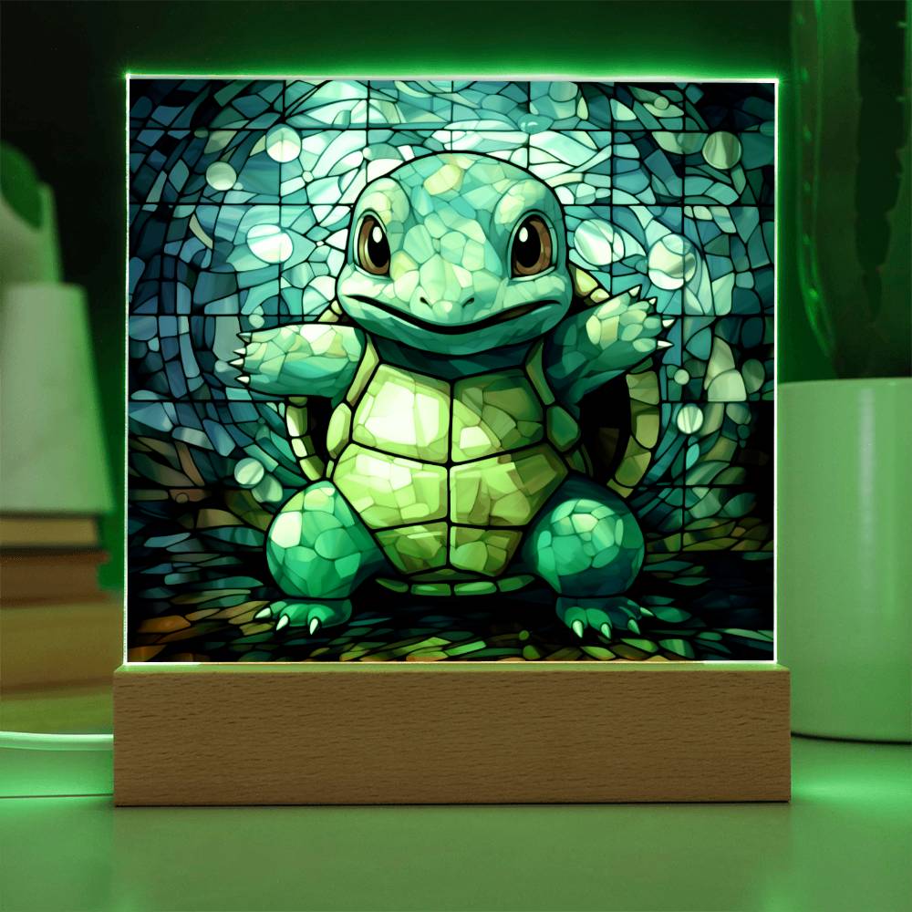 Squirtle Faux Stained Glass Acrylic Plaque Sqaure