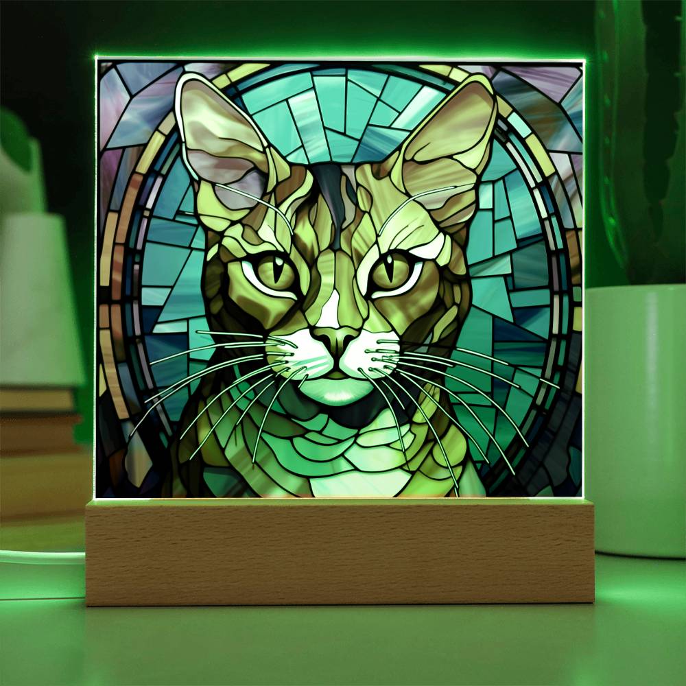 Cat Stained Glass Sqaure Acrylic 3