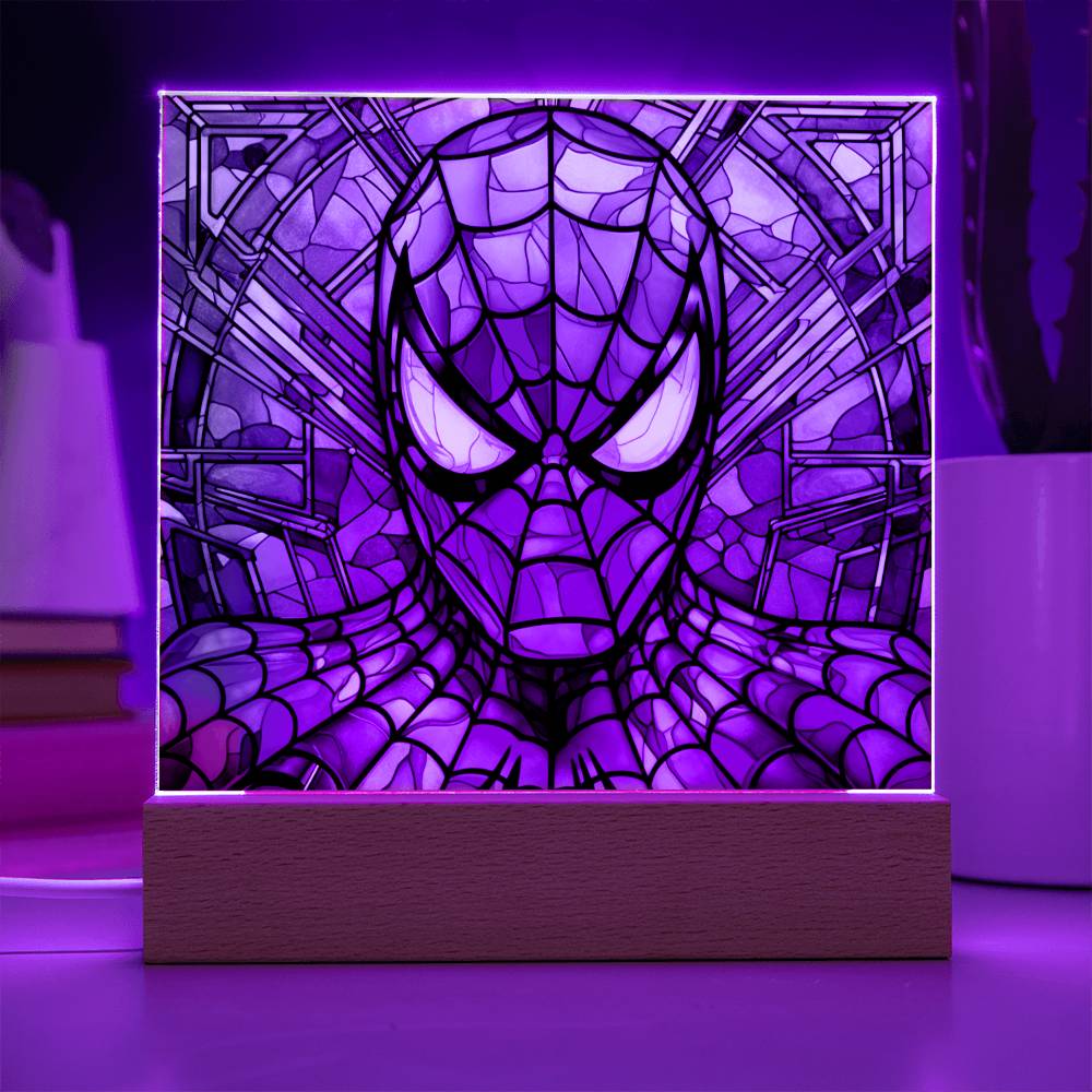 Spiderman Faux Stained Glass Acrylic Plaque Sqaure