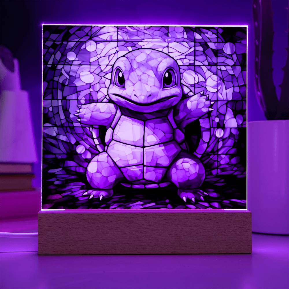 Squirtle Faux Stained Glass Acrylic Plaque Sqaure