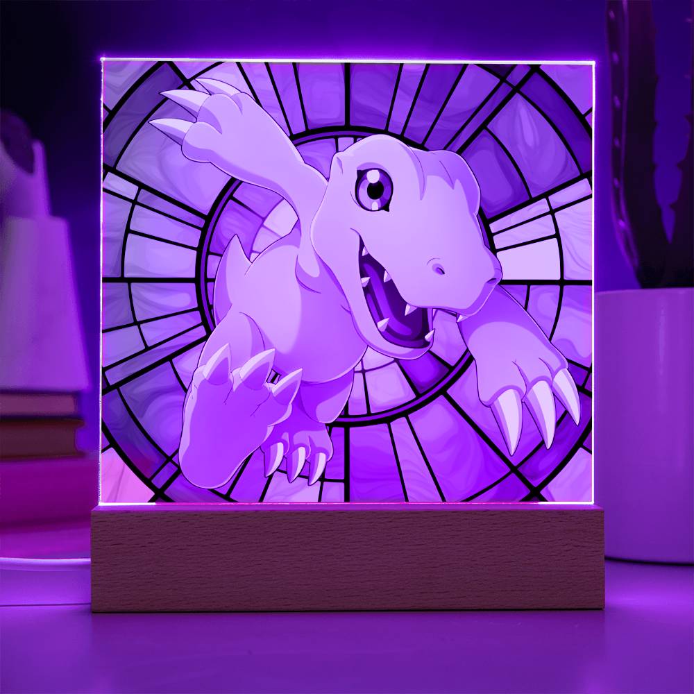 Agumon Stained Glass Acrylic Plaque - Perfect Digimon Gift for Fans