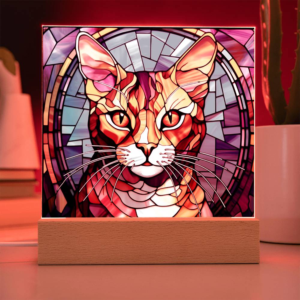 Cat Stained Glass Sqaure Acrylic 3