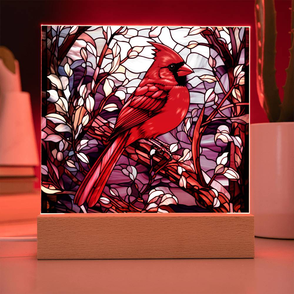 Cardinal Stained Glass Sqaure Acrylic 3