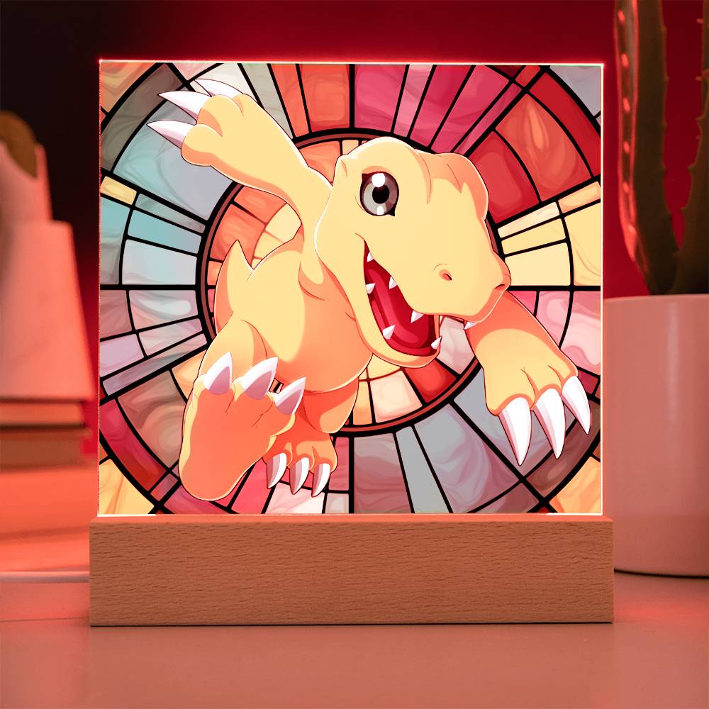 Agumon Stained Glass Acrylic Plaque - Perfect Digimon Gift for Fans