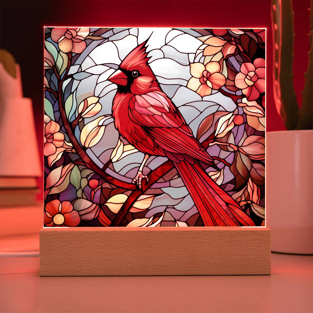 Cardinal Stained Glass Sqaure Acrylic 2