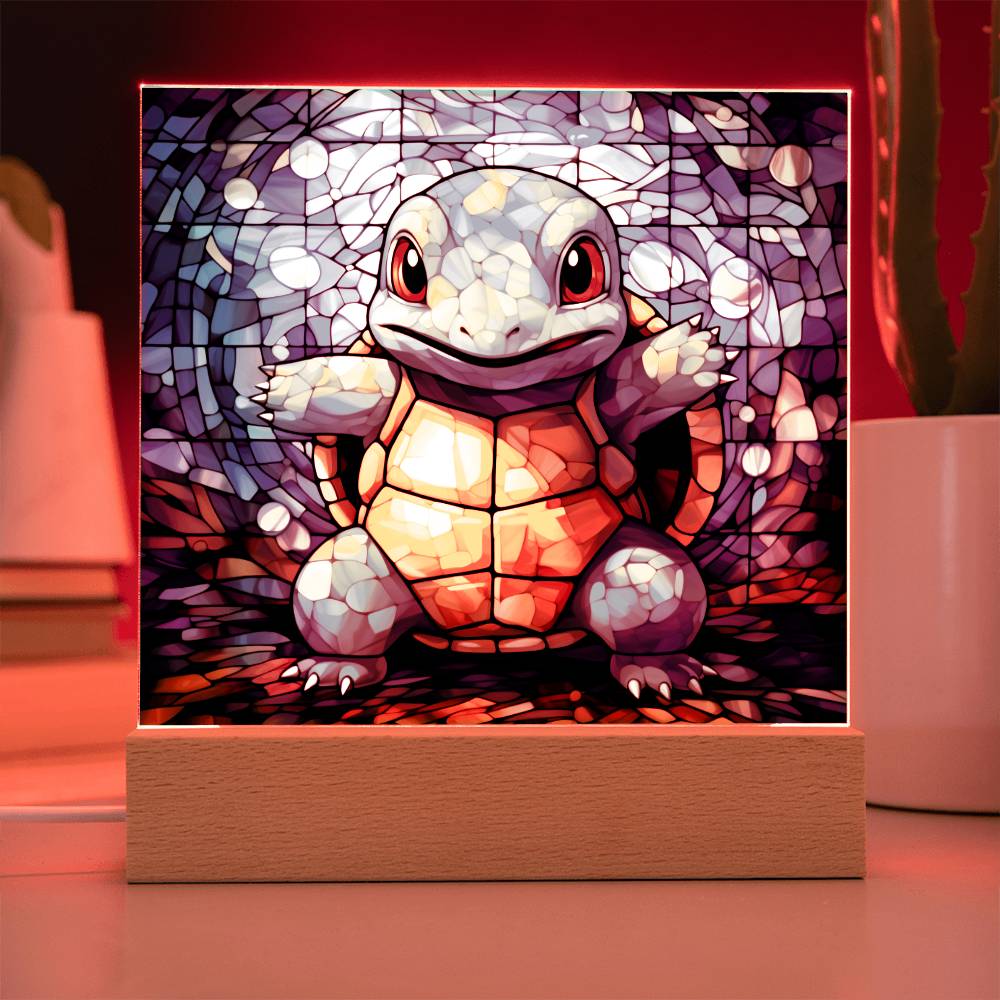 Squirtle Faux Stained Glass Acrylic Plaque Sqaure